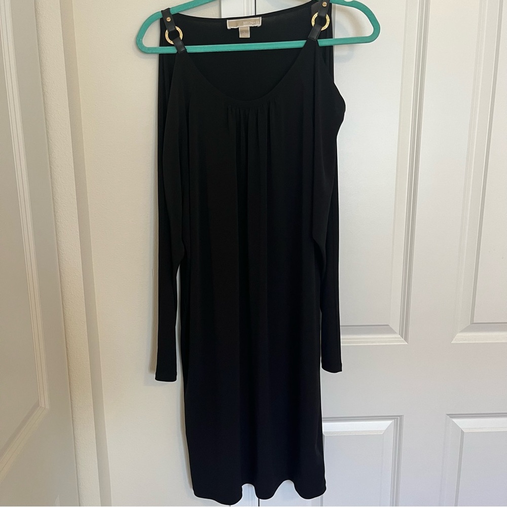 Micheal Kors Long Sleeve Cold Solder Dress, Size Large, Black